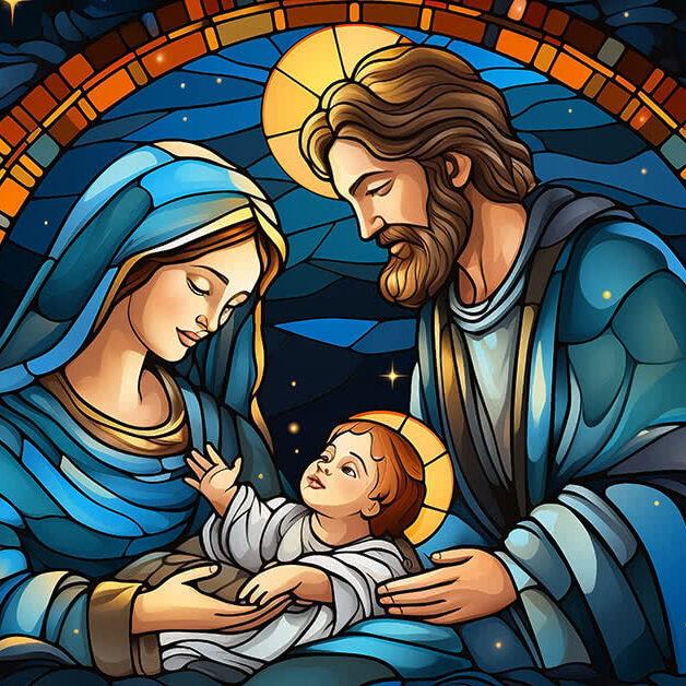 Holy Family stained glass window